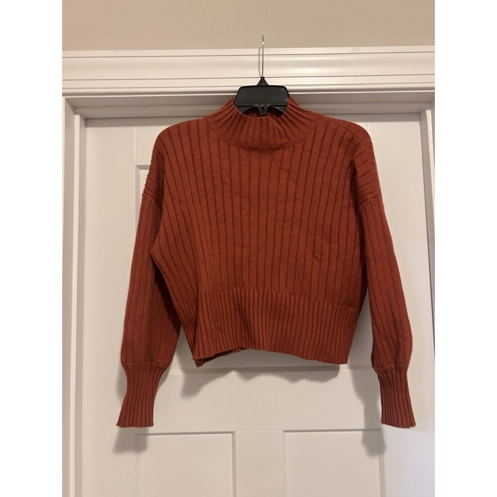 Zaful Sweater Women’s Cropped Mock Neck Ribbed Knit Pullover Stretch One Size